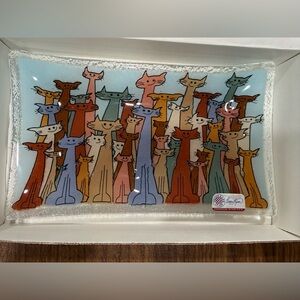 Peggy Karr Glass 10" CATS TRAY
Style No. CTIOR Colorful Smiling
Cats With Box